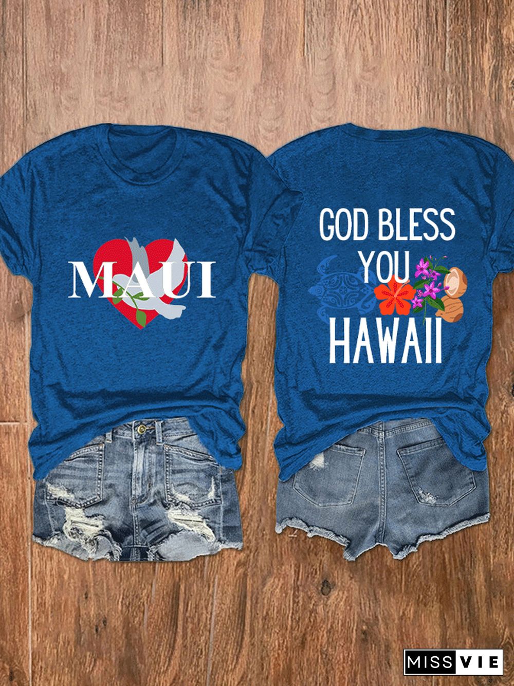 Women's 'God Bless You Hawaii Maui' Print T-Shirt