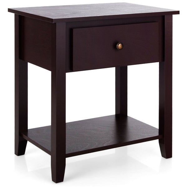 Gymax 2PCS Nightstand Sofa End Side Table W/ Storage Drawer Bottom - 15'' x 22'' x 24''