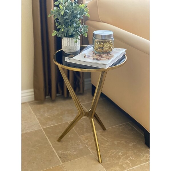 Dartford Round Gold Leaf Accent End Table - 24 x 16.5