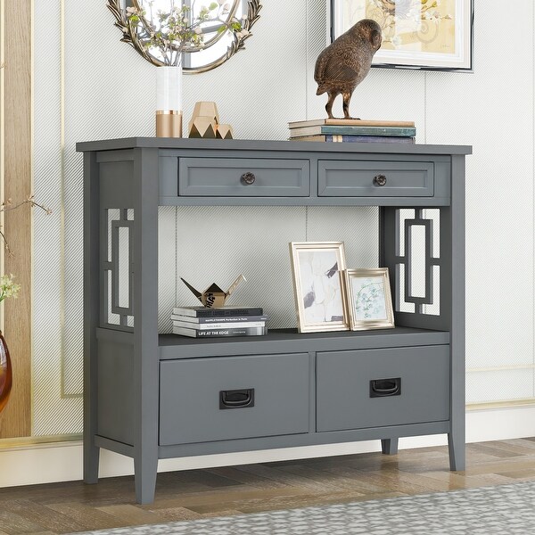 Modern Console Table Side Table with 4 Drawers and 1 Shelf