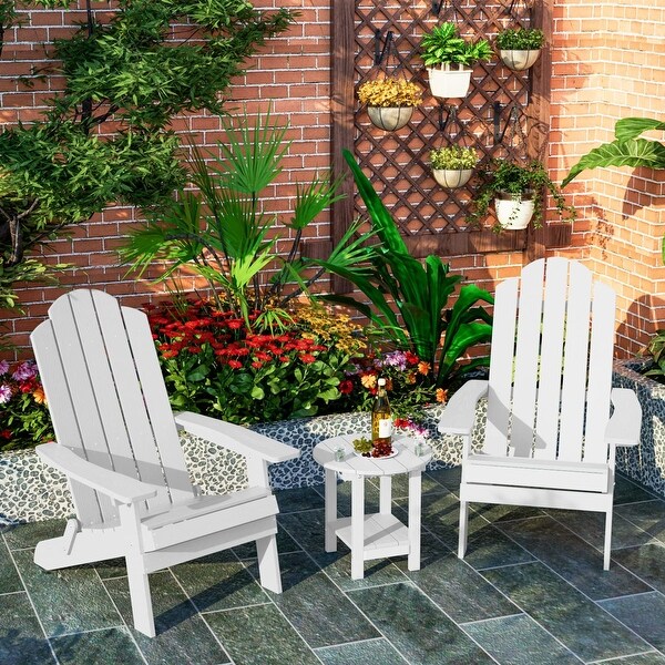 WINSOON 3-Piece All Weather HIPS Outdoor Folding Adirondack Chairs and Table Set - Overstock - 35542035