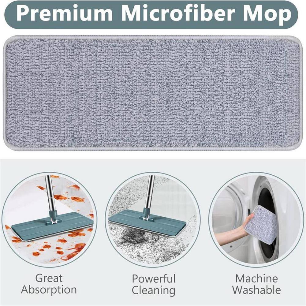 Mop and Bucket system Head Width 14 in. Microfiber Mop Head Wet and Dry Dual Urpose Flat Mop HPJ4PSYM