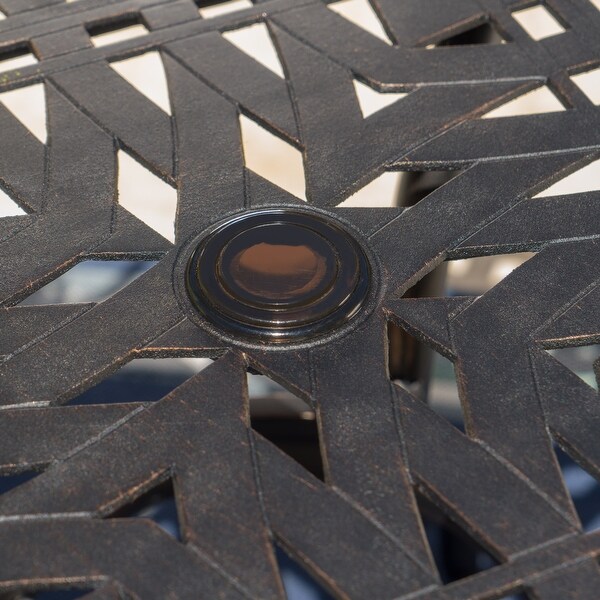 Austin Outdoor Cast Aluminum Square Dining Table with Umbrella Hole by Christopher Knight Home