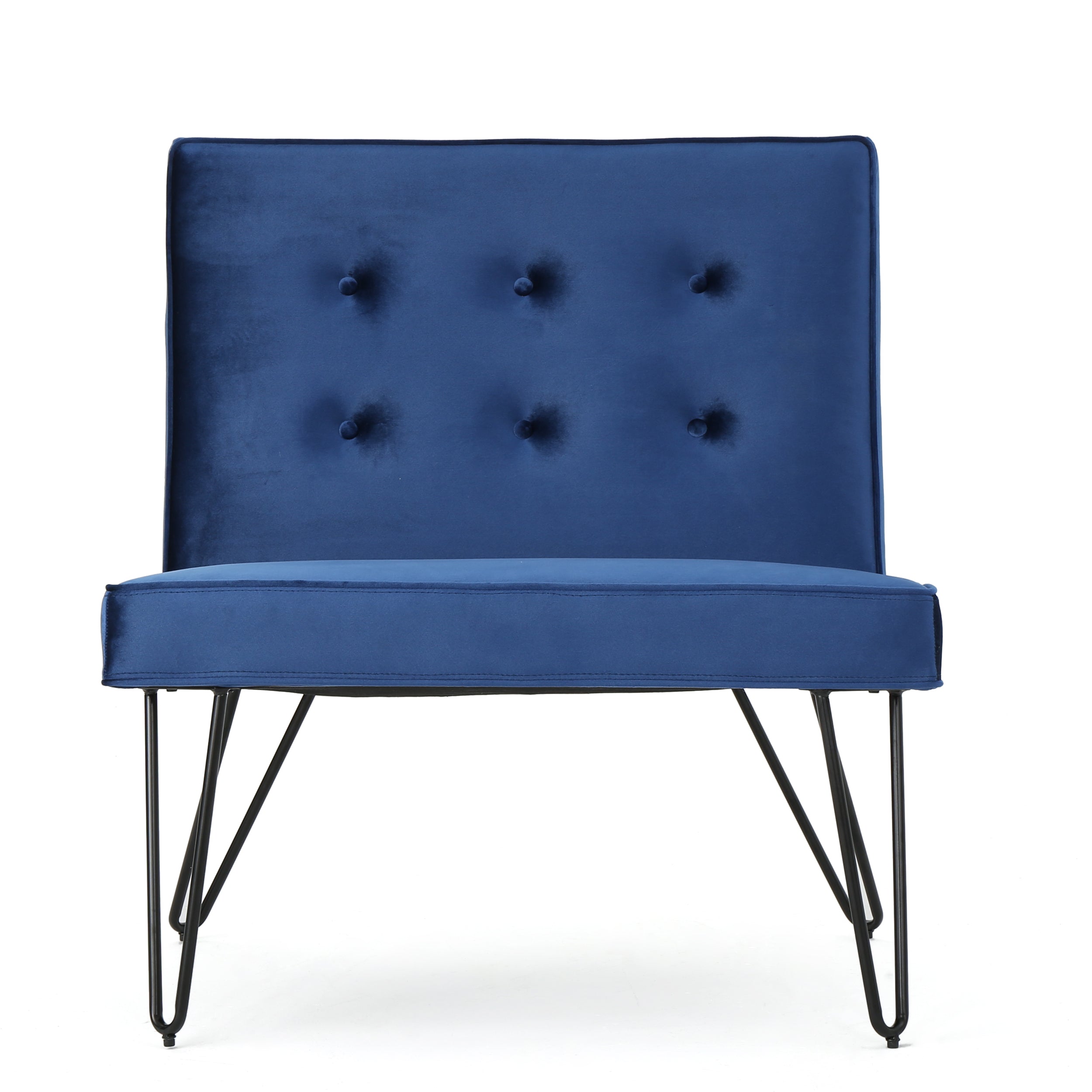 DuSoleil Modern Button Tufted Armless Velvet Accent Chair with Hairpin Legs