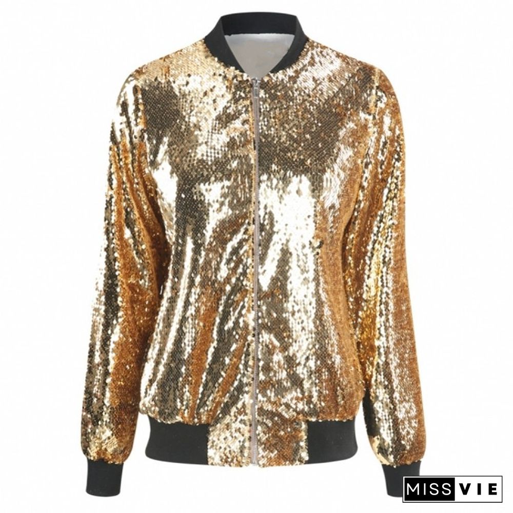 Sequin Loose Baseball Jacket