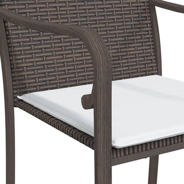 vidaXL Patio Dining Set Table and Chair with Cushions Poly Rattan and Steel