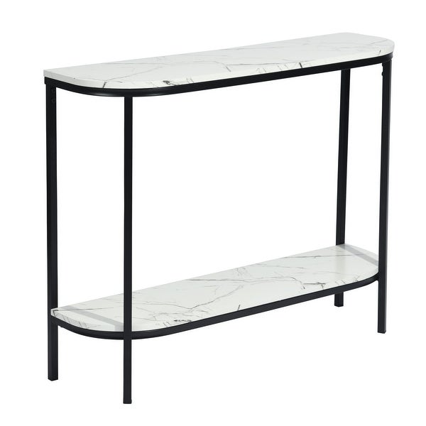 Homy Casa 39.4 in. Half Moon Metal Frame Console Table