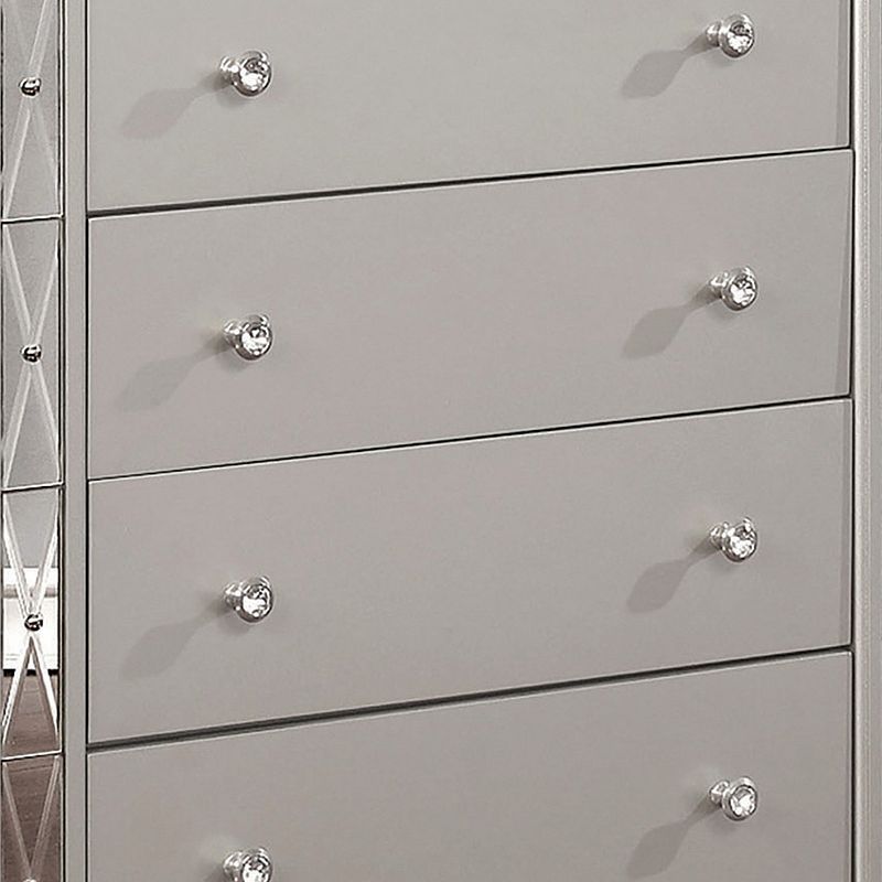 Wooden Chest with 5 Drawers， Mercury Silver