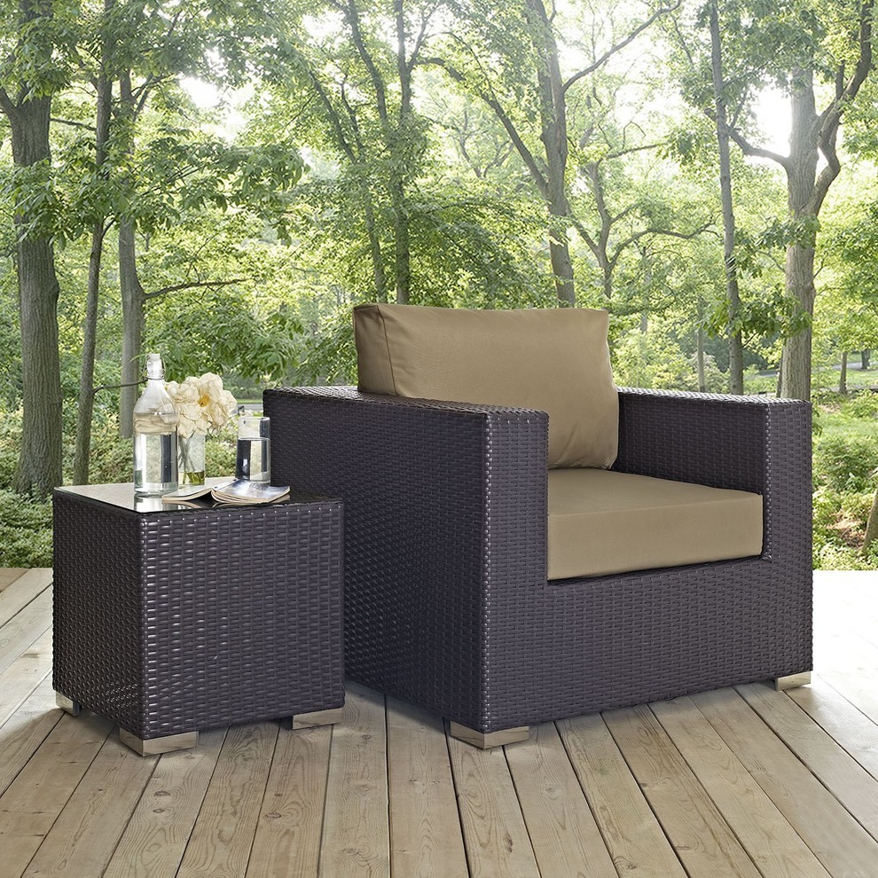 Convene Outdoor Wicker Rattan Armchair   Tropical   Outdoor Lounge Chairs   by Modway  Houzz