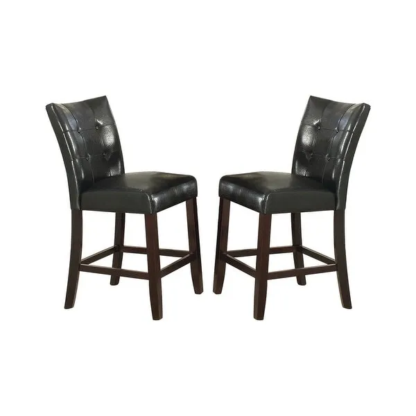 Leather Upholstered High Back Dining Chair w/ Wood Frame,Black, 2 Pcs