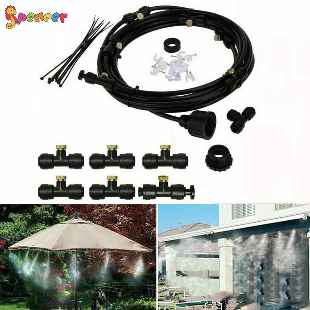 Spencer 6M/20FT Outdoor Patio Water Mister Misting Cooling System Garden Water Irrigation Brass Mist Nozzles for Patio Yard Lawn