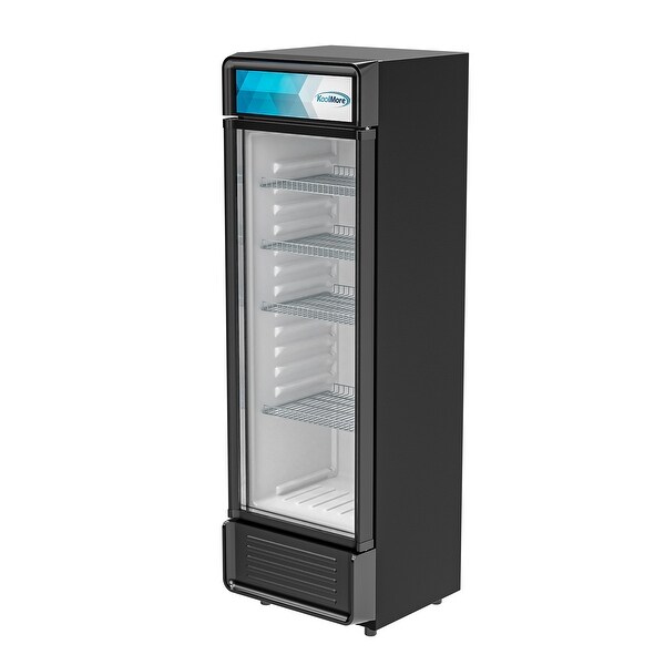 22 in. W 9 cu. Ft. Commercial 1 Glass Door Display Upright Beverage Refrigerator Cooler in Black