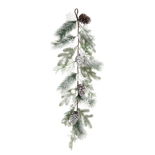 Transpac Artificial 46 In Green Christmas Frosted Artificial Garland