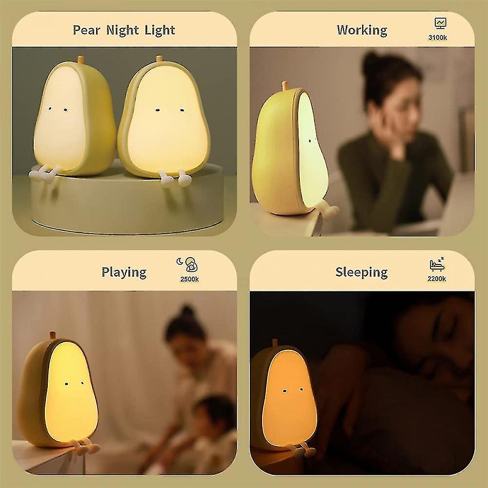 Creative Pear Night Light Led Atmosphere Light Kids Baby Room Bedside Sleep Lamp