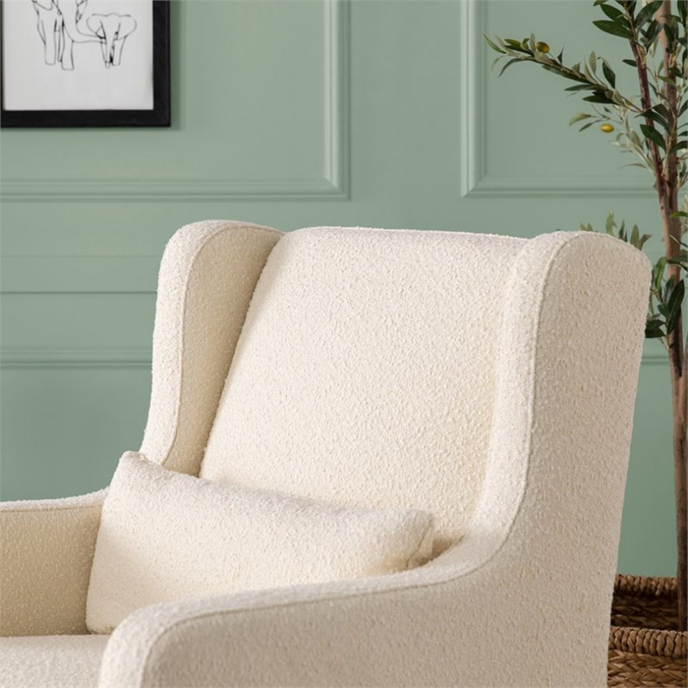 Namesake Adrian Fabric Swivel Glider with Storage Ottoman in White   Transitional   Gliders   by Homesquare  Houzz