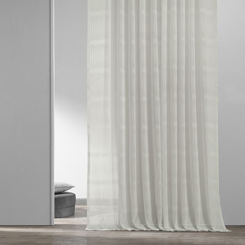 EFF 1-panel Polaris Patterned Linen Sheer Window Curtain