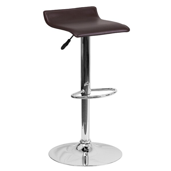 Contemporary Solid Wave Seat Vinyl Adjustable Bar Stool - 15