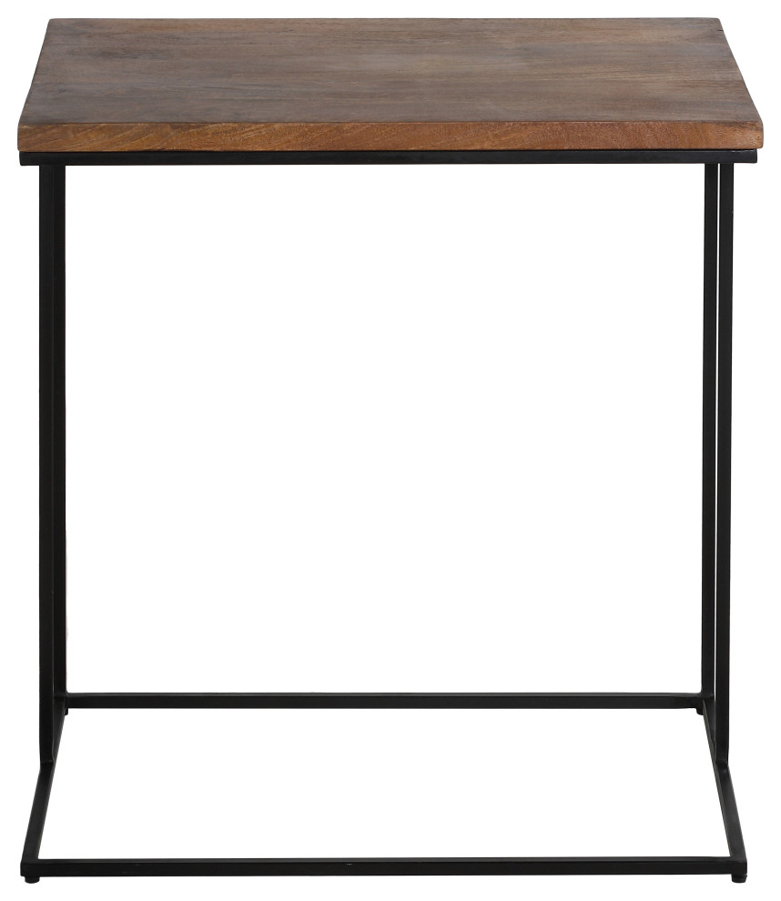 Bare Decor Beaufort Accent C Table  Black Metal/Mango Wood Top  16x24x26   Industrial   Side Tables And End Tables   by CozyStreet  Houzz