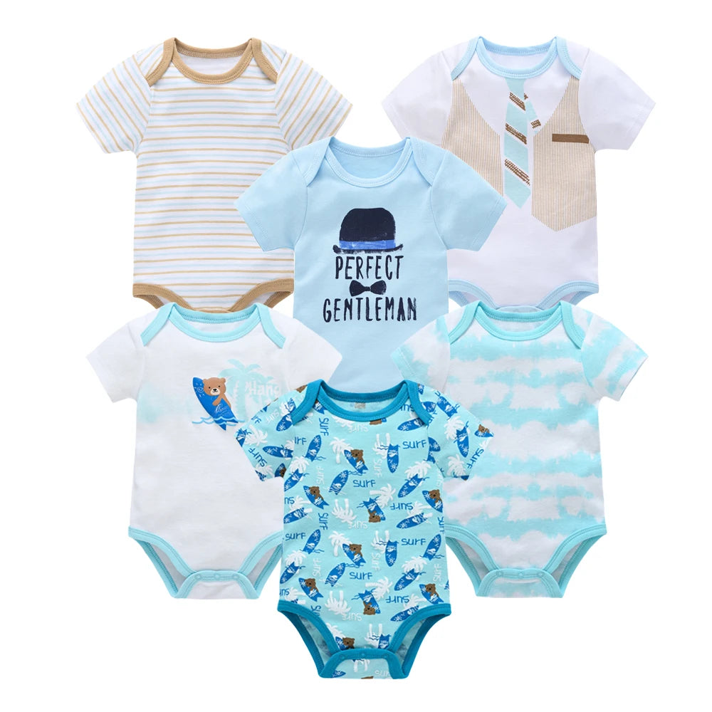 Kavkas Baby Girls Bodysuits 6 pcs/lot Summer Cotton Baby Clothes Short Sleeve Newborn body bebe 0-3 months Infant Clothing