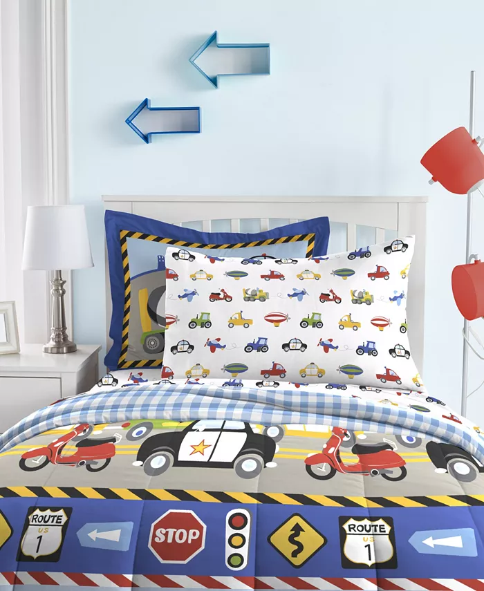 Dream Factory Trains And Trucks Twin Comforter Set