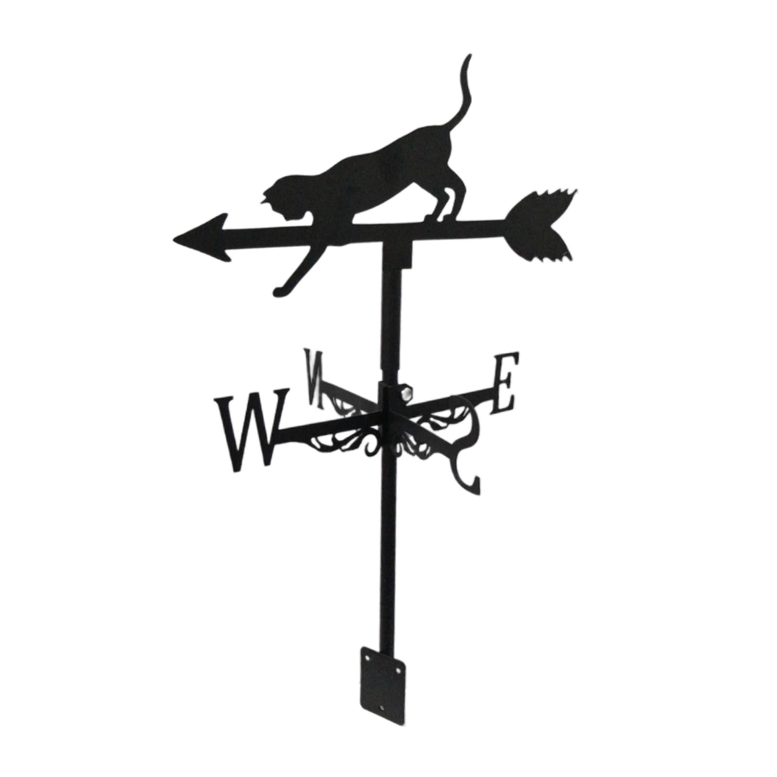 Roof Weather Vane with Animal Silhouette Figurine Garden Stake Weathervane Cat