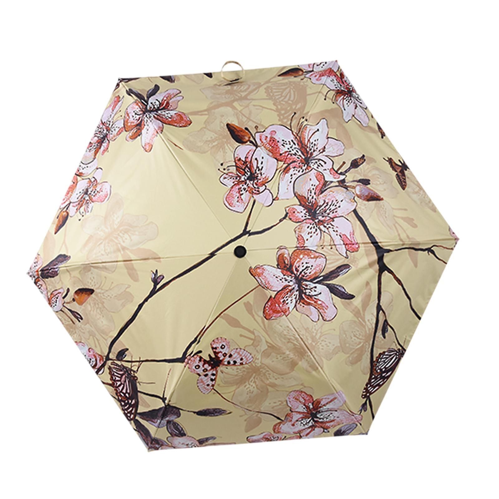 Compact Umbrella Lightweight Compact Manual Open And Close Umbrella For Rain Yellow With Coating