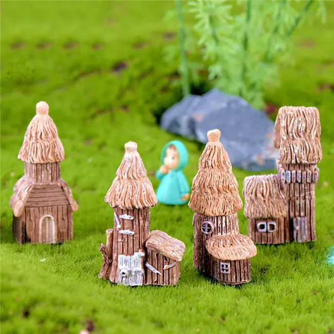 Mini Small House Cottages Toys Crafts Figure Moss Terrarium Ornament Landscape Fairy Garden Supplies