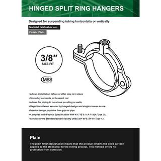 The Plumber's Choice 38 in. Hinged Split Ring Pipe Hanger in Uncoated Malleable Iron 38HSHB-N