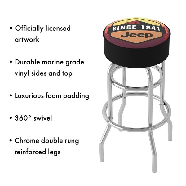 Jeep Sunset Mountain 360 Degree Swivel Barstool with Foam Padded Seat - 20 x 20 x 31