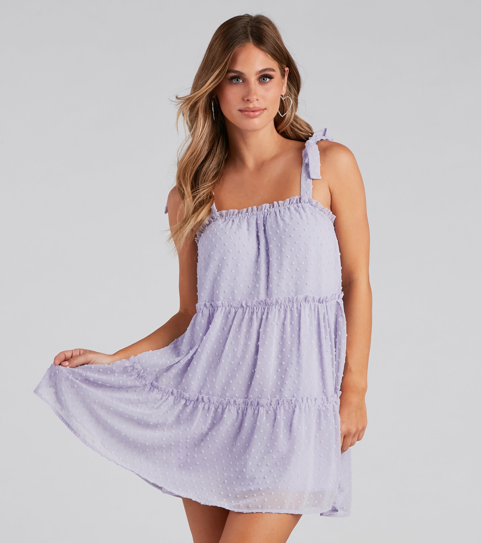 Sway With Me Chiffon Dot Tiered Dress