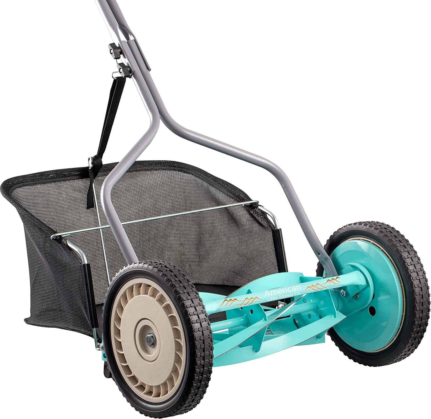 American Lawn Mower Company 1304-14GC 14-Inch 5-Blade Push Reel Lawn Mower with Grass Catcher， Mint