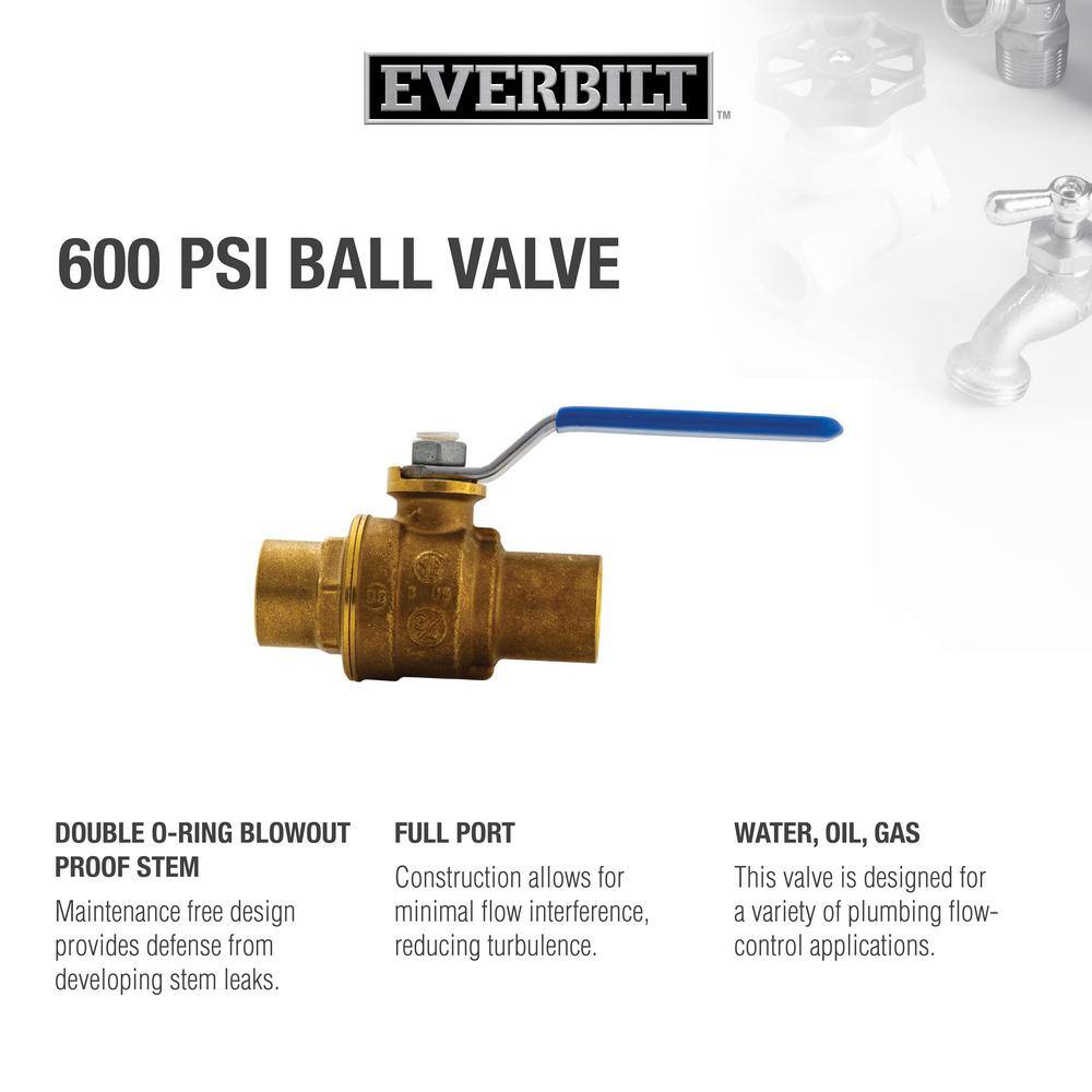 Everbilt 34 in. Brass Sweat x Sweat Full Port Ball Valve 107-454EB