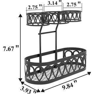 Tatayosi Wall Mounted Metal Shower Caddy Organizer Hair Dryer Hang Holder Bathroom Storage Tool in Black P-W140183674