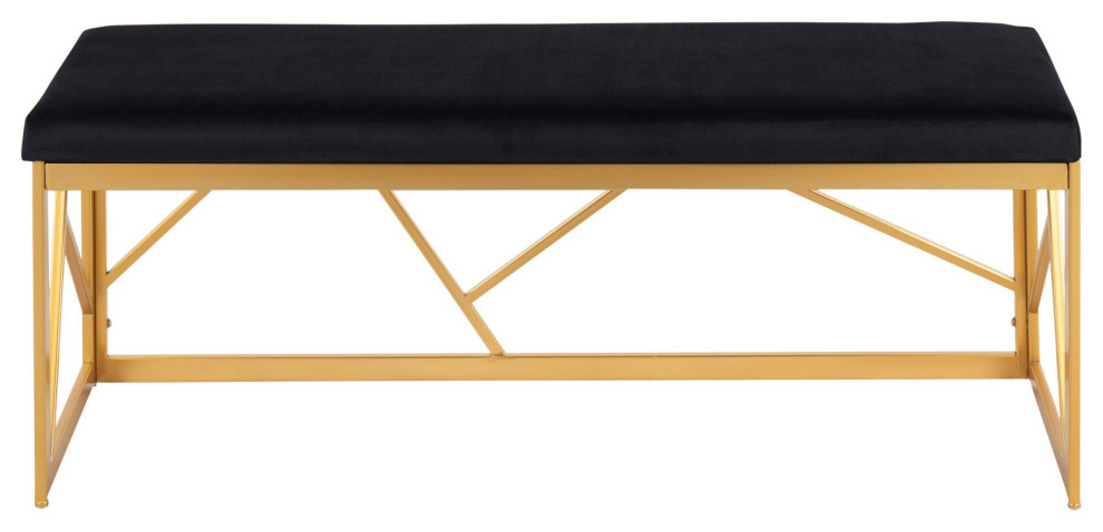 Folia Metal Bench   Contemporary   Upholstered Benches   by LumiSource  Houzz