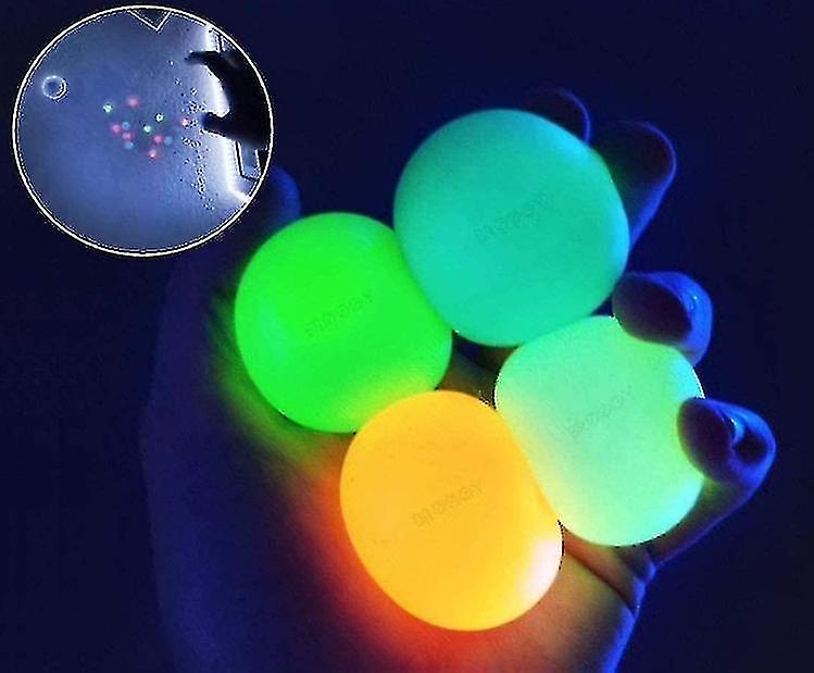 Luminous Sticky Ball Toy Set，glow In The Dark Ceiling Balls，sticky Ball 4pcs