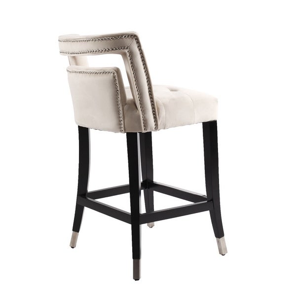 Suede Velvet Barstool with nailheads and backrest，Set of 2