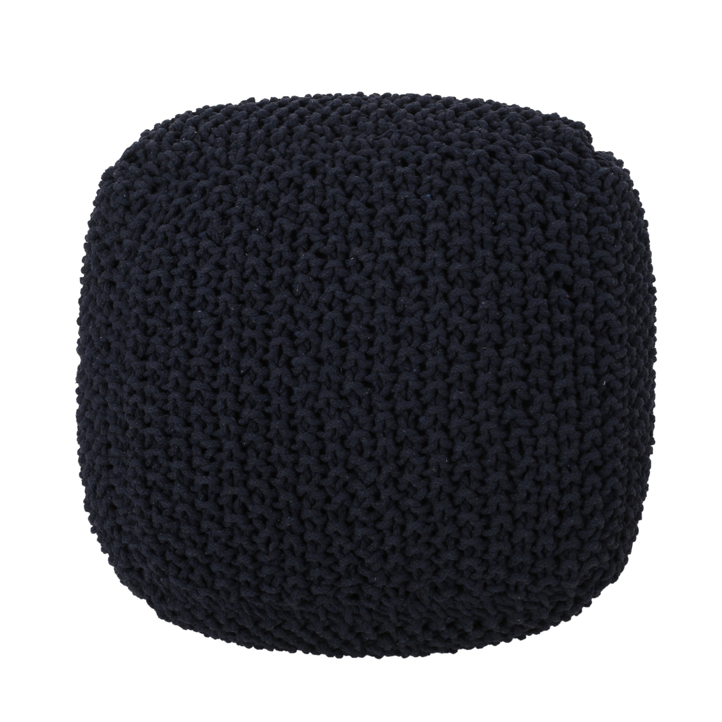 Teresa Modern Knitted Cotton Cube Pouf