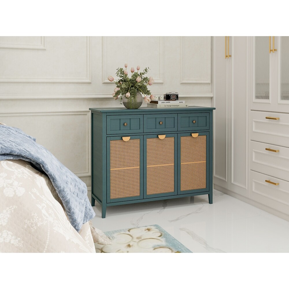 Rattan 3 Door 3 Drawer Cabinet