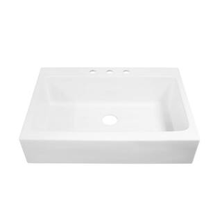 SINKOLOGY Josephine All-in-One Quick-Fit Farmhouse Fireclay 33.85 in. 3-Hole Single Bowl Kitchen Sink with Pfister Zuri Faucet SK450-34FC-MCCB