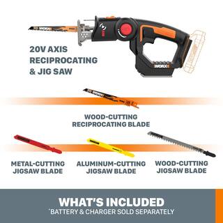 Worx POWER SHARE 20-Volt Axis Cordless Reciprocating and Jig Saw (Tool Only) WX550L.9