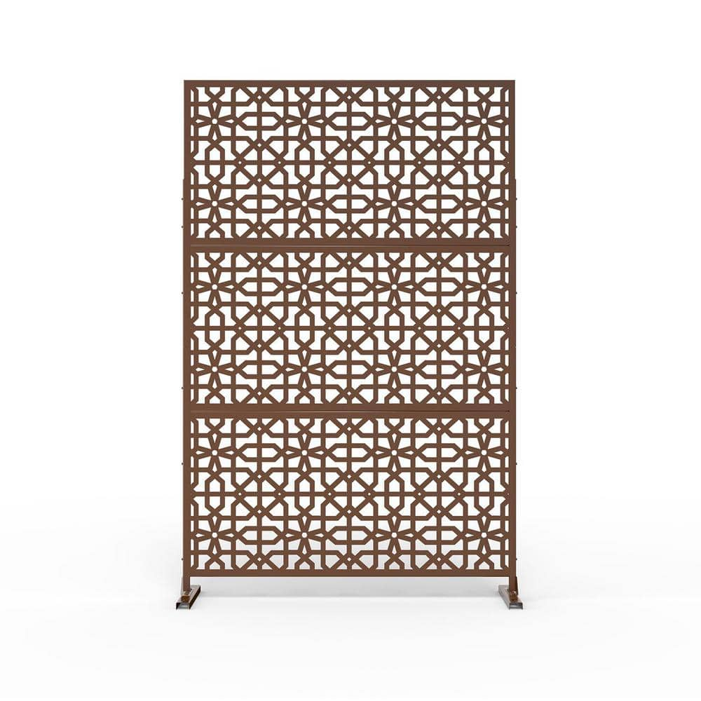 6.5 ft. H x 4 ft. W Laser Cut Metal Privacy Screen in Brown XZ525BZ117