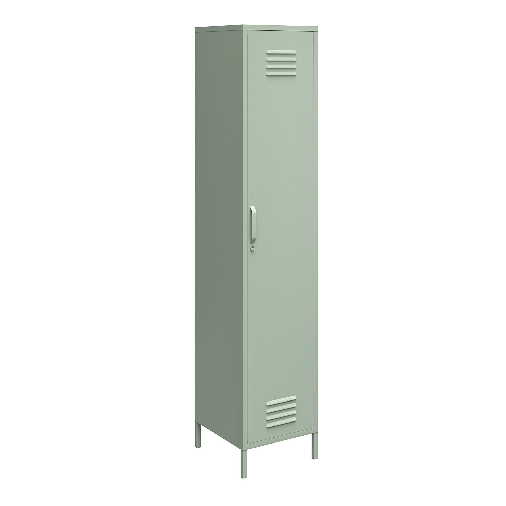 Shadwick 1 Door Tall Single Metal Locker Style Storage Cabinet， Pale Green