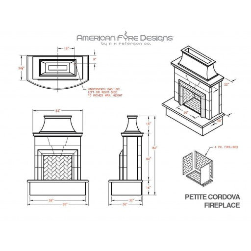 American Fyre Designs Petite Cordova Fireplace