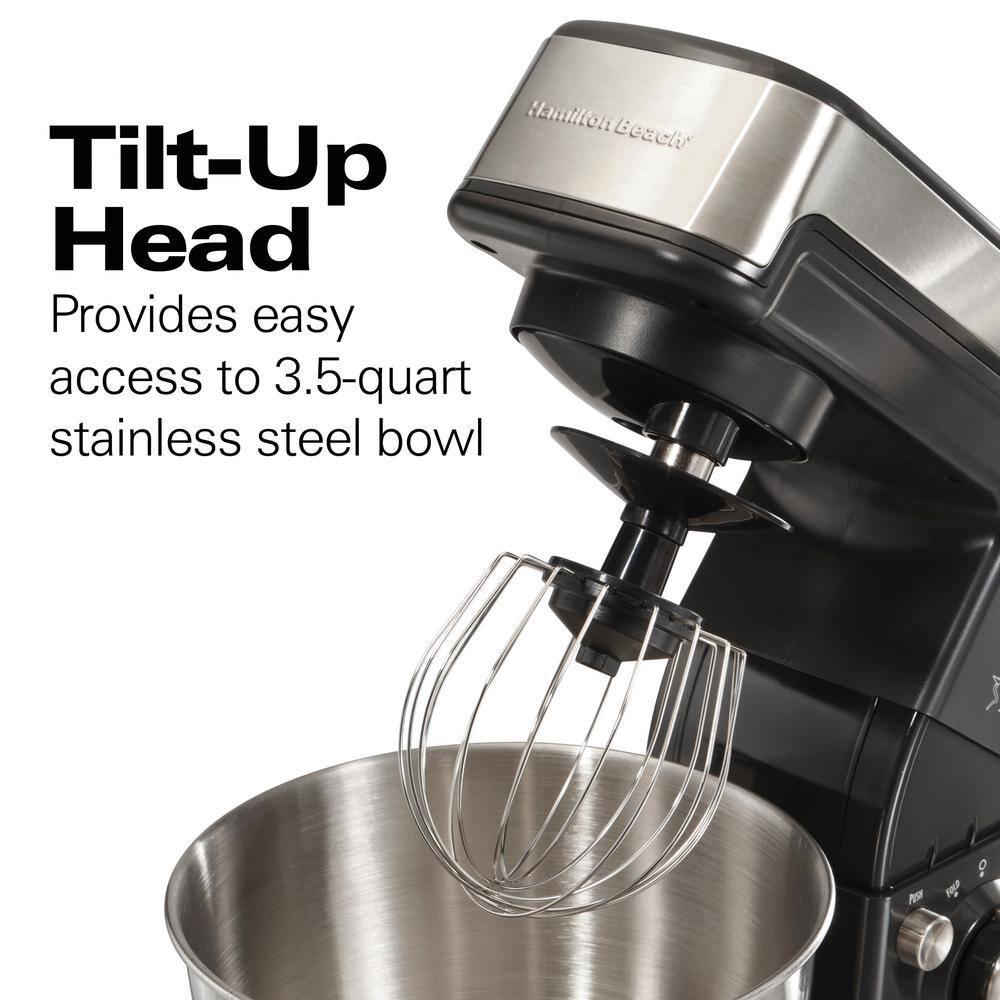 Hamilton Beach 35 qt 6speed Grey Stand Mixer with Dough Hook Whisk and Flat Beater Attachments