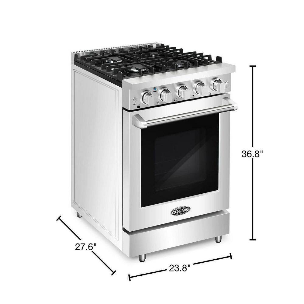 Cosmo 24 in. 3.73 cu. ft. Commercial-Style Gas Range with Single Convection Oven in Stainless Steel COS-EPGR244