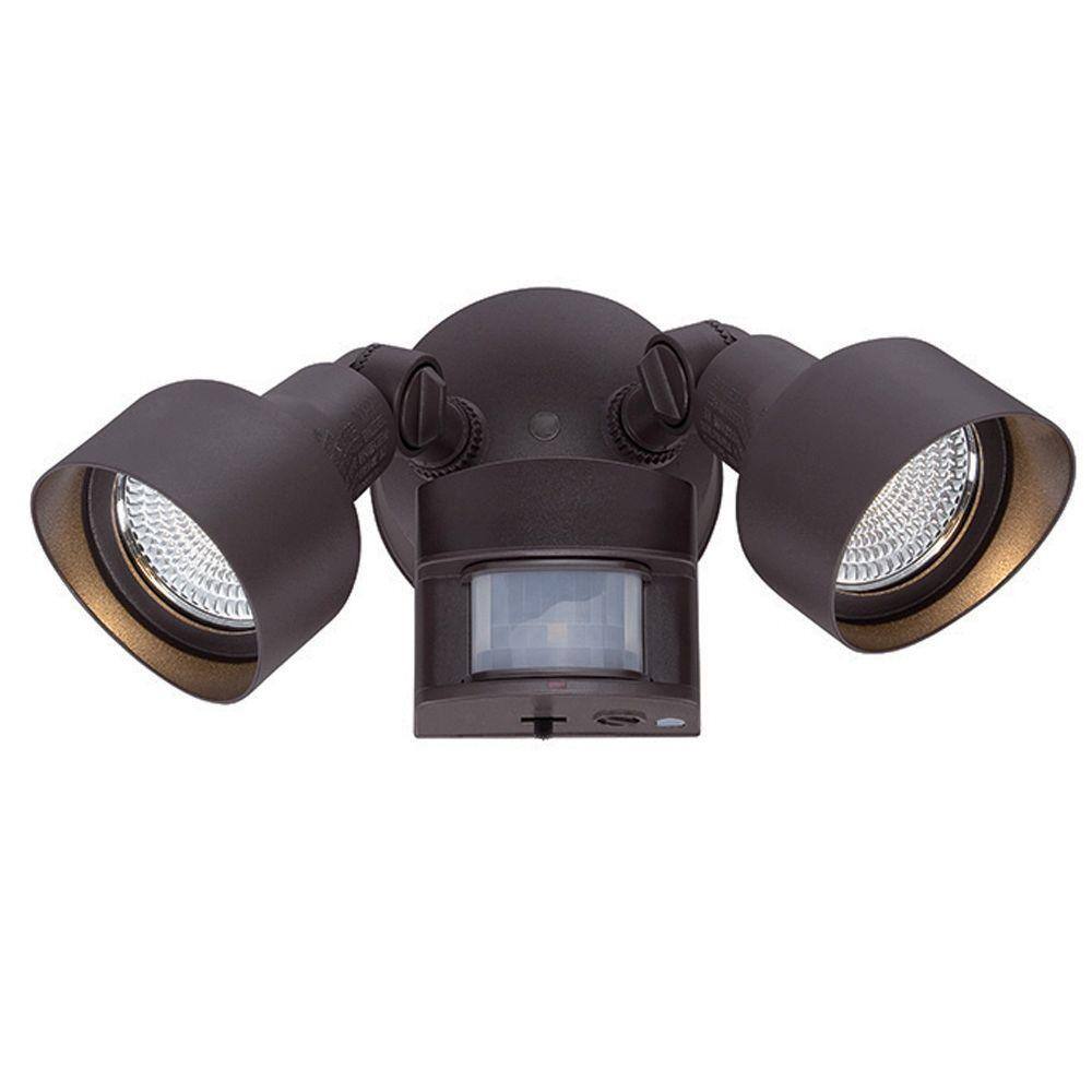 Acclaim Lighting Flood Lights Collection 2-Light Architectural Bronze Motion Activated Outdoor LED Light Fixture LFL2ABZM