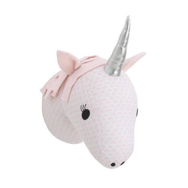 Nojo Unicorn Plush Head Wall D cor Pink And White