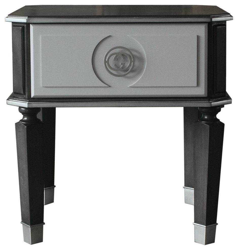 Beatrice End Table  Charcoal and Pearl White Finish   Traditional   Side Tables And End Tables   by Acme Furniture  Houzz