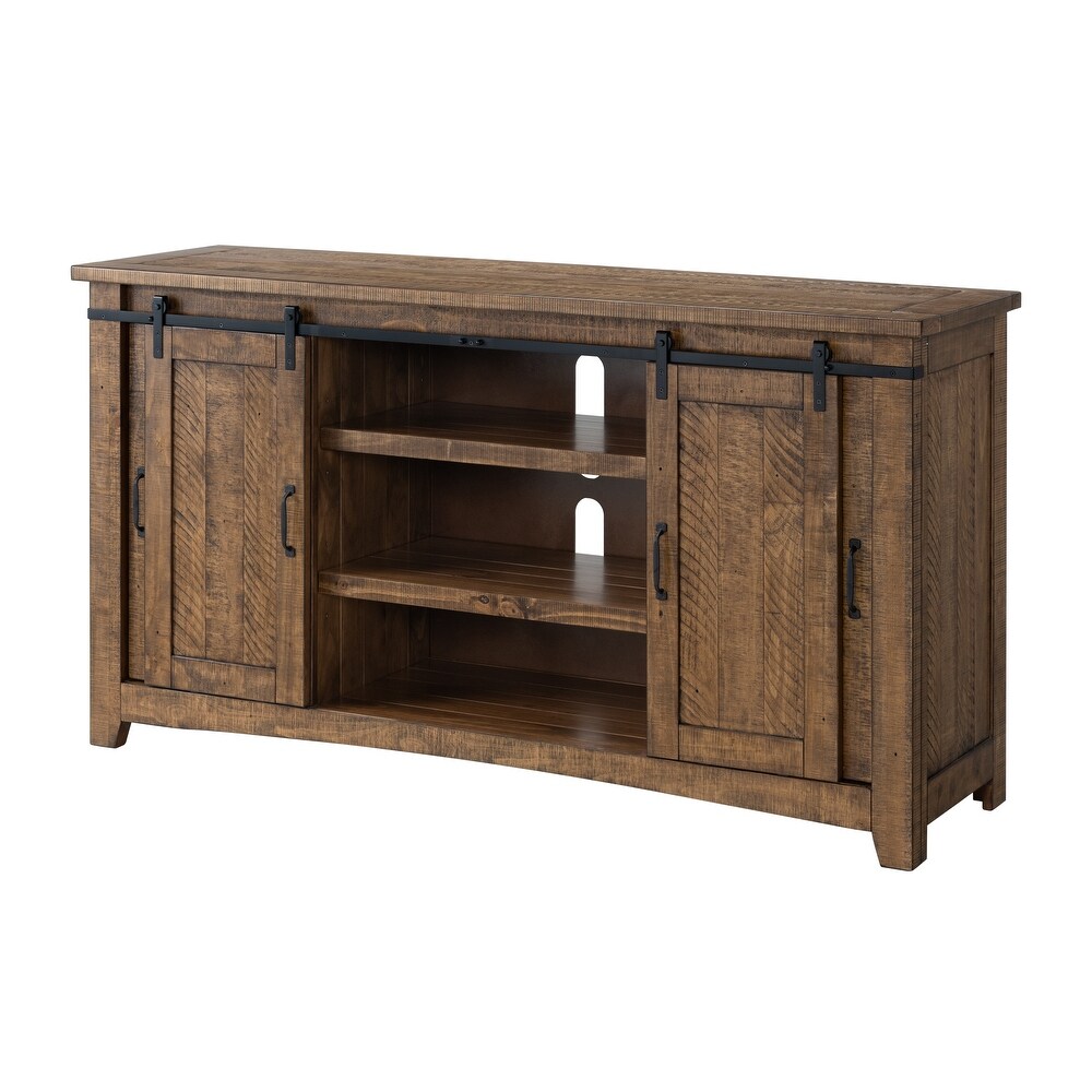 Rustic Farmhouse 65 Inch Wide Solid Wood TV Stand