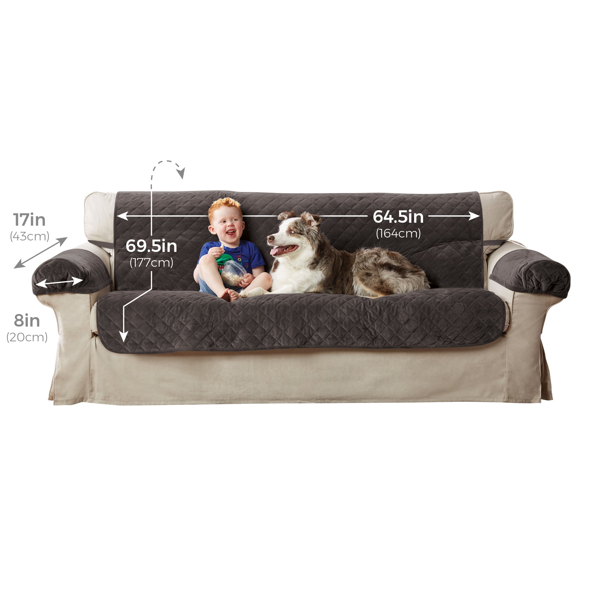 Mainstays 3-Piece Quilted Plush Sofa Pet Cover Multipurpose Furniture Protector, Chocolate